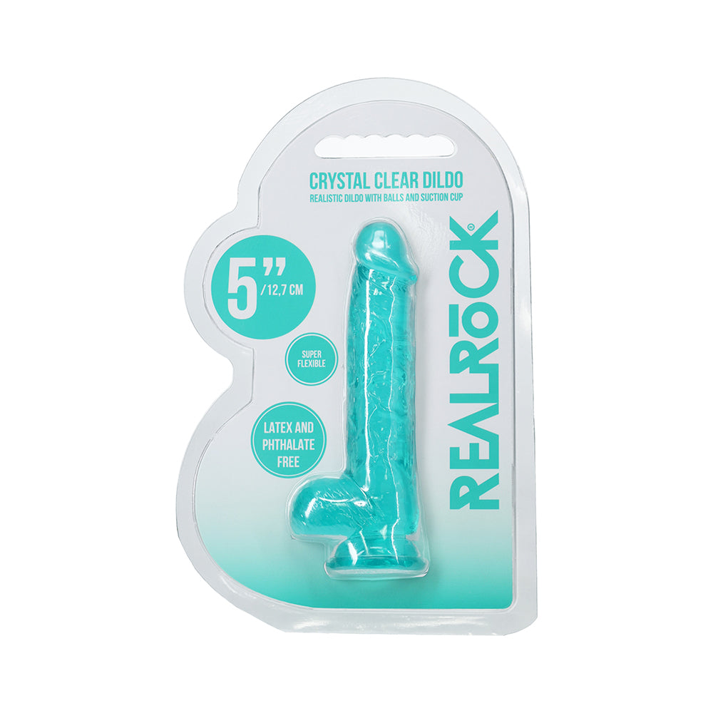 5 inch Dildo by Shots in Teal Turquoise Aqua shown for use by Her or Him