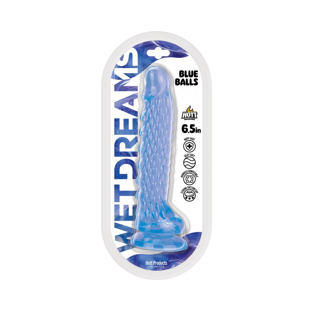 6.5 inch Dildo by Hott Products in Blue shown for use by Her or Him