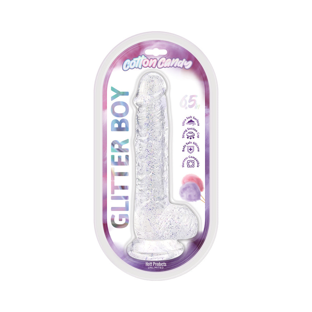 6. 5 inch dildo by hott products in clear shown for use by her or him