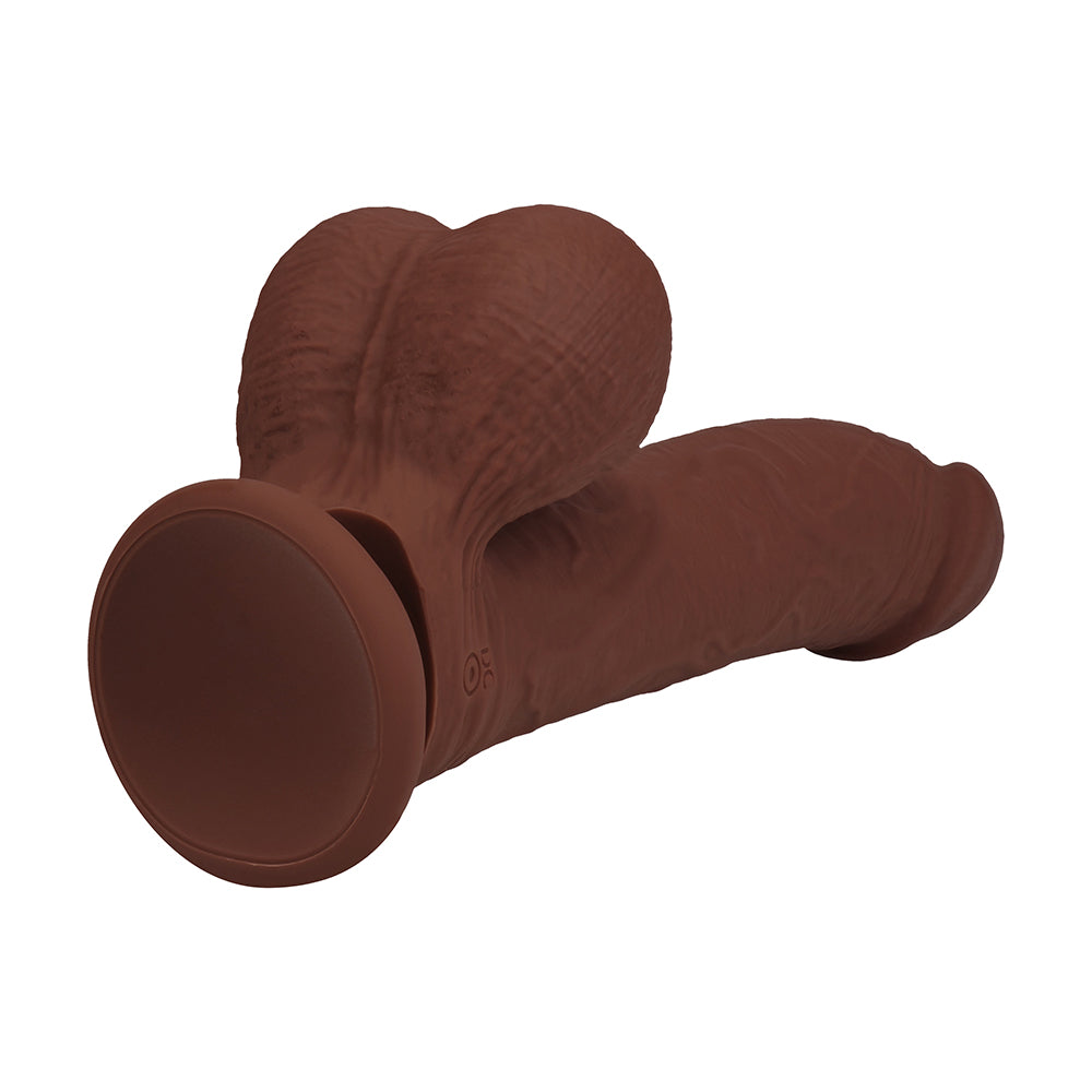 8 inch Dildo by Shots in Brown Chocolate Cocoa displayed for pegging Him or Her