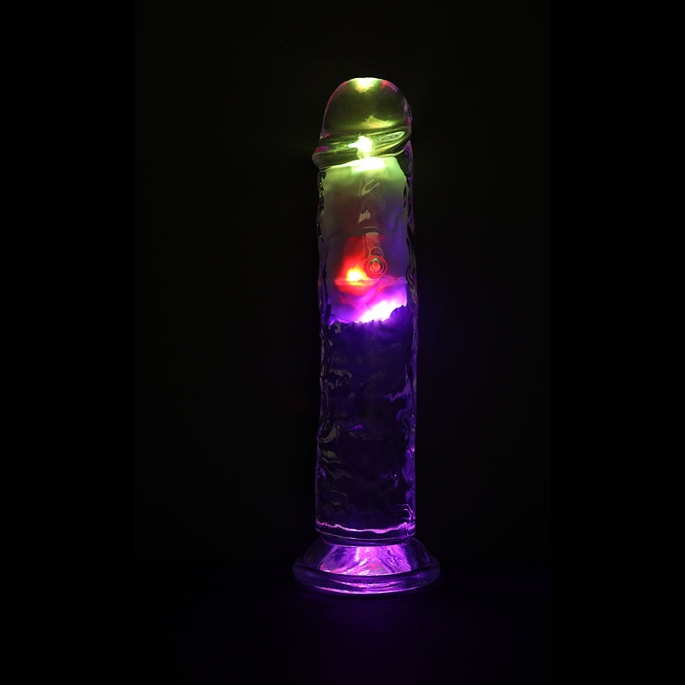 8 inch Dildo by Shots in Clear displayed for pegging Him or Her