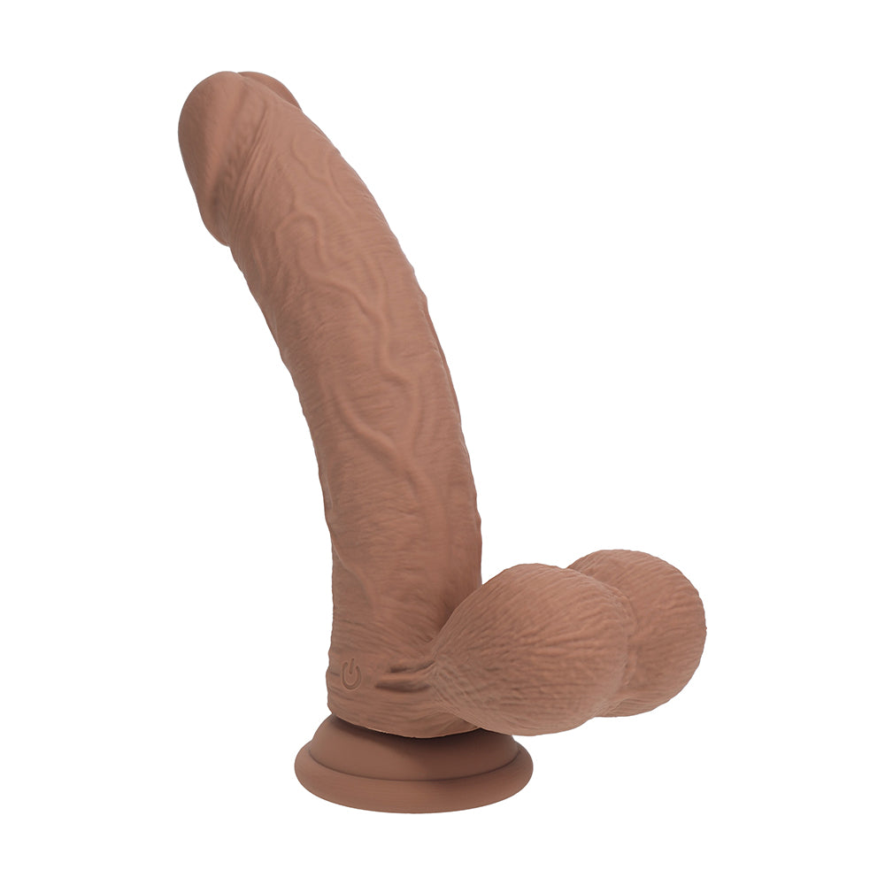 8 inch Dildo by Shots in Tan Light Brown Mocha shown for pegging Her or Him