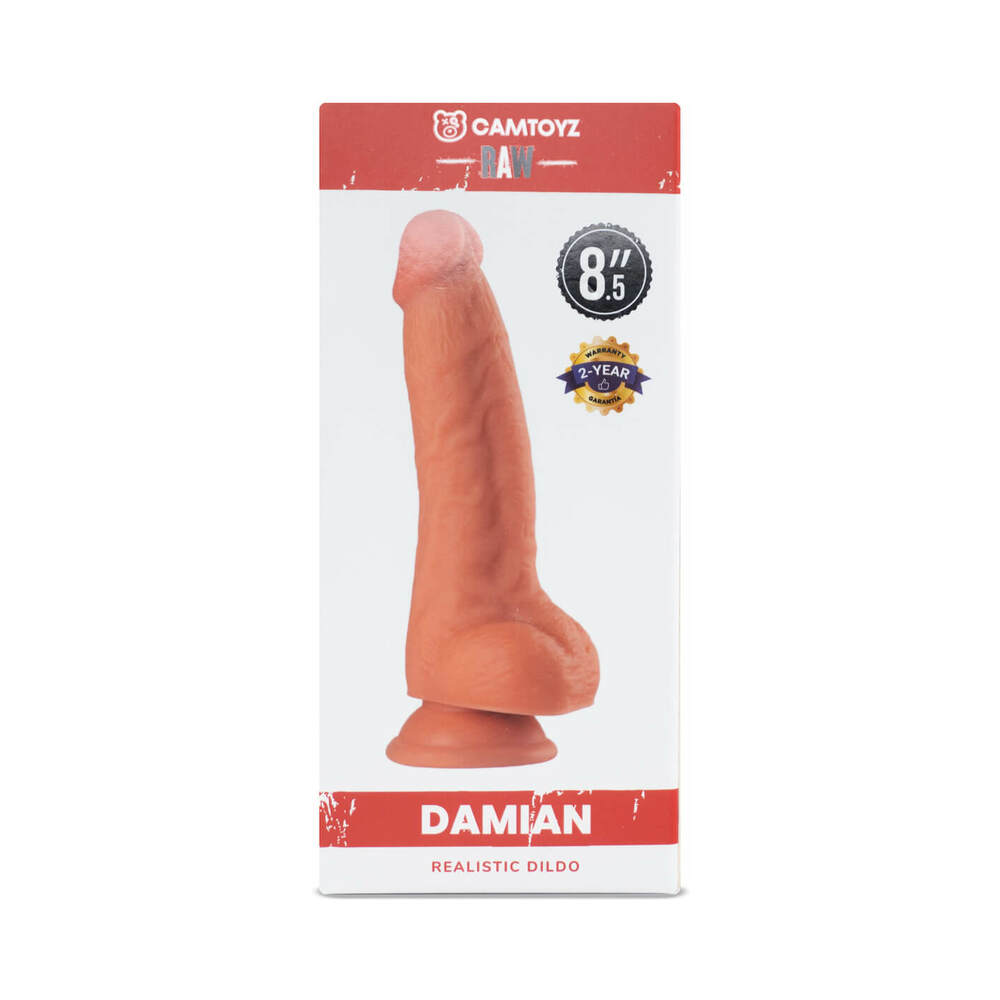 8.5 inch Dildo by Camtoyz in Vanilla Ivory Beige shown for pegging Her or Him