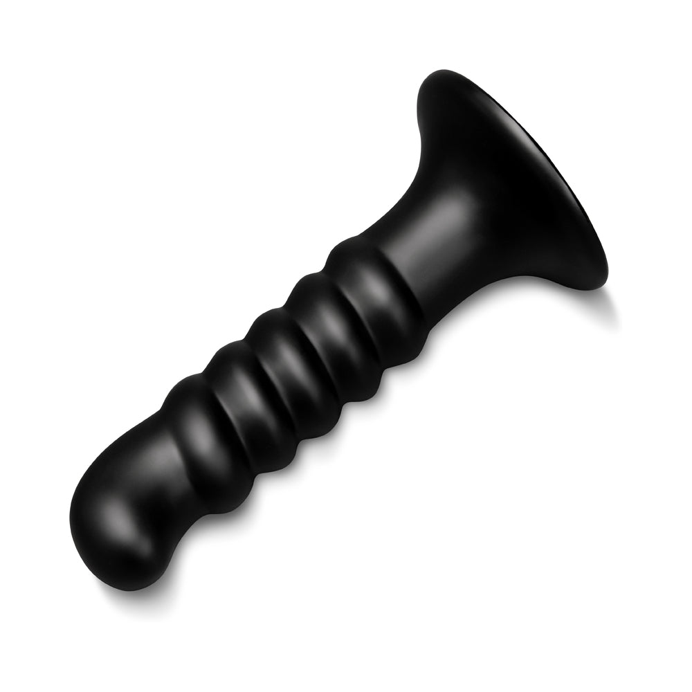 9.5 inch Dildo by b-Vibe in Black shown for pegging Her or Him