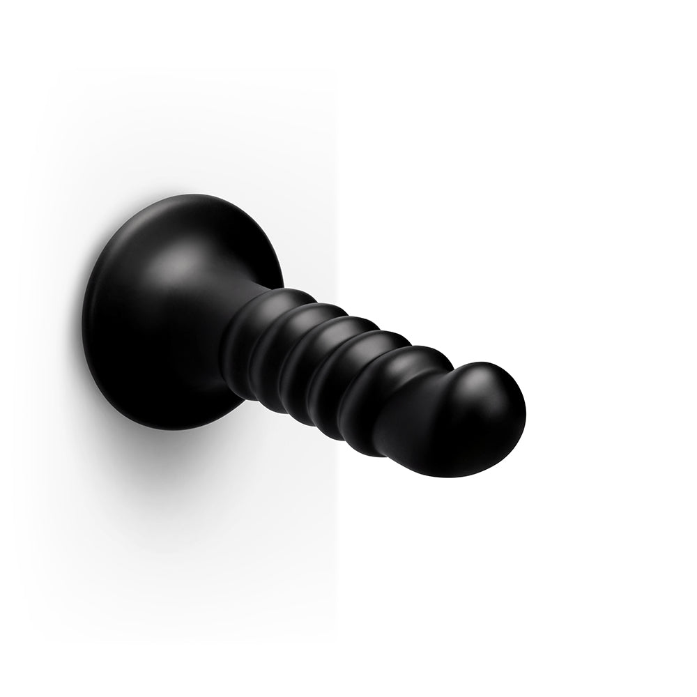 9.5 inch Dildo by b-Vibe in Black displayed for pegging Him or Her