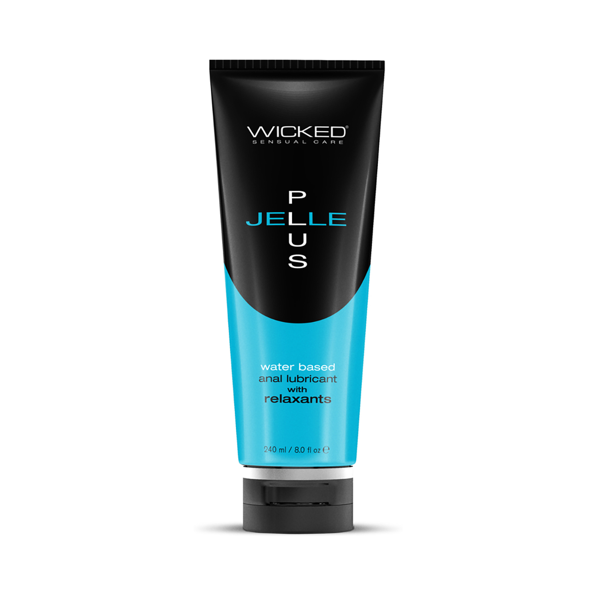 Bottle of  Anal Lube Wicked Sensual Care showing thick, supportive formula