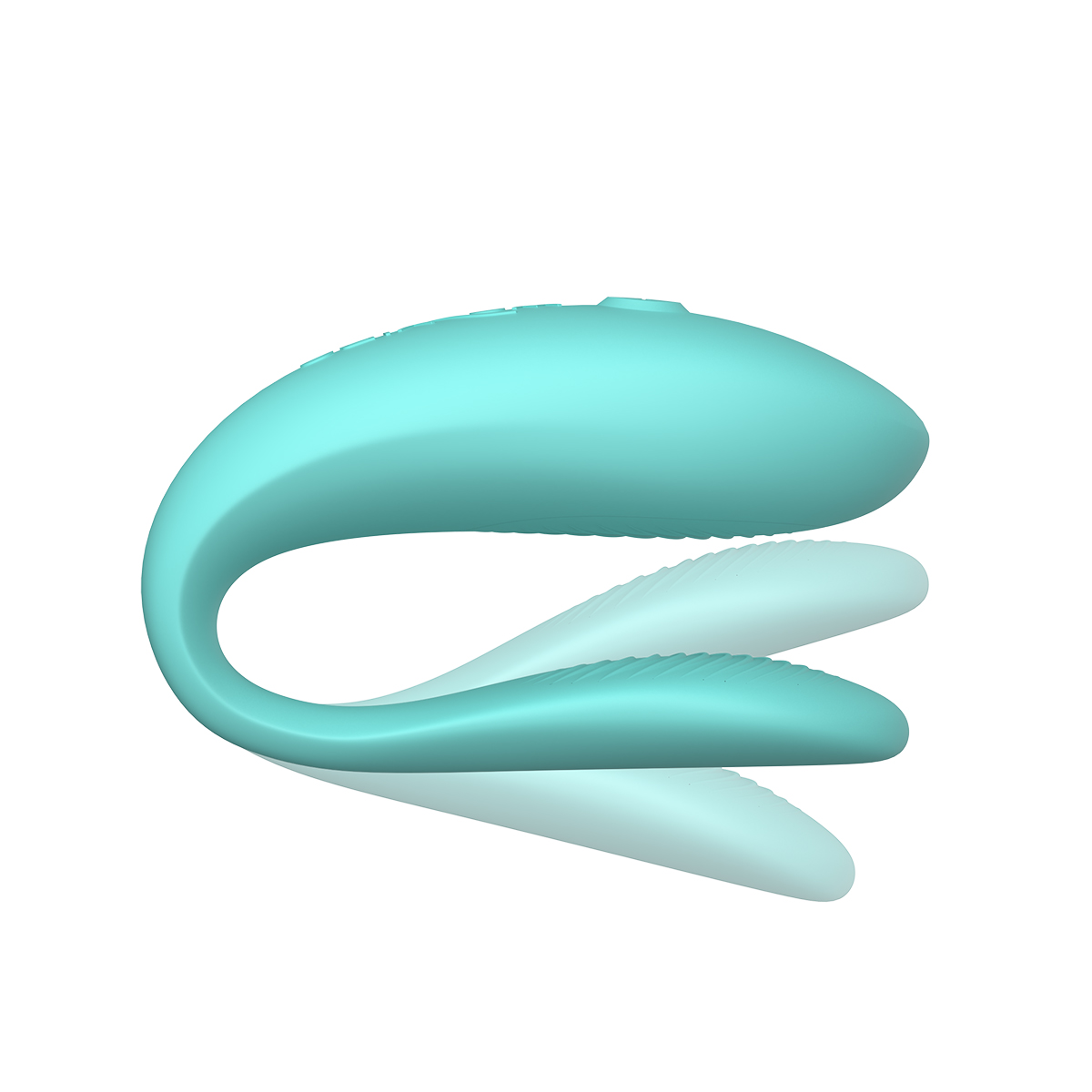 Aqua We-Vibe vibrator Sync Lite shown in hand for scale