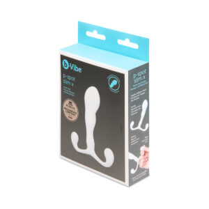 B-Vibe vibrator b P Spot Slim X shown in hand for scale
