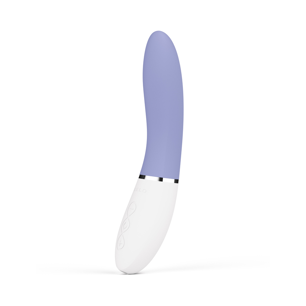 Blue LELO vibrator LIV 3 App G-Spot Vibrat Powder shown in hand for scale