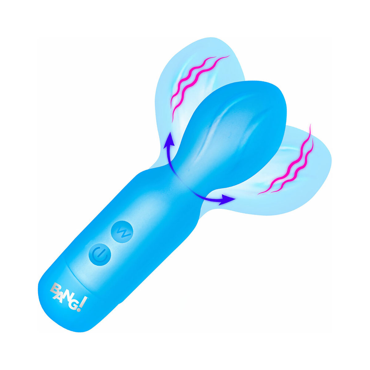 Angled view of the Blue XR Brands vibrator designed for intimate use