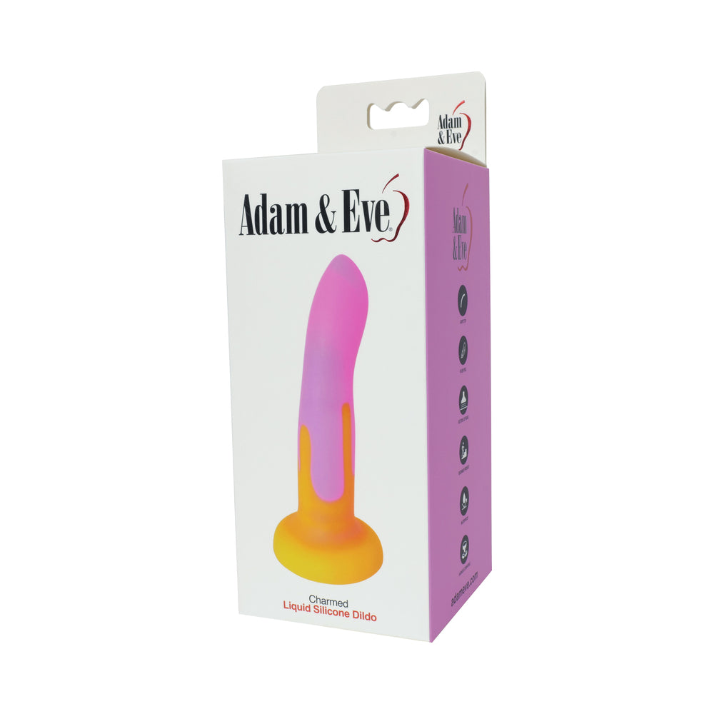 Dildo by Adam & Eve in Hot Pink Magenta Fuchsia,Orange shown for use by Her or Him