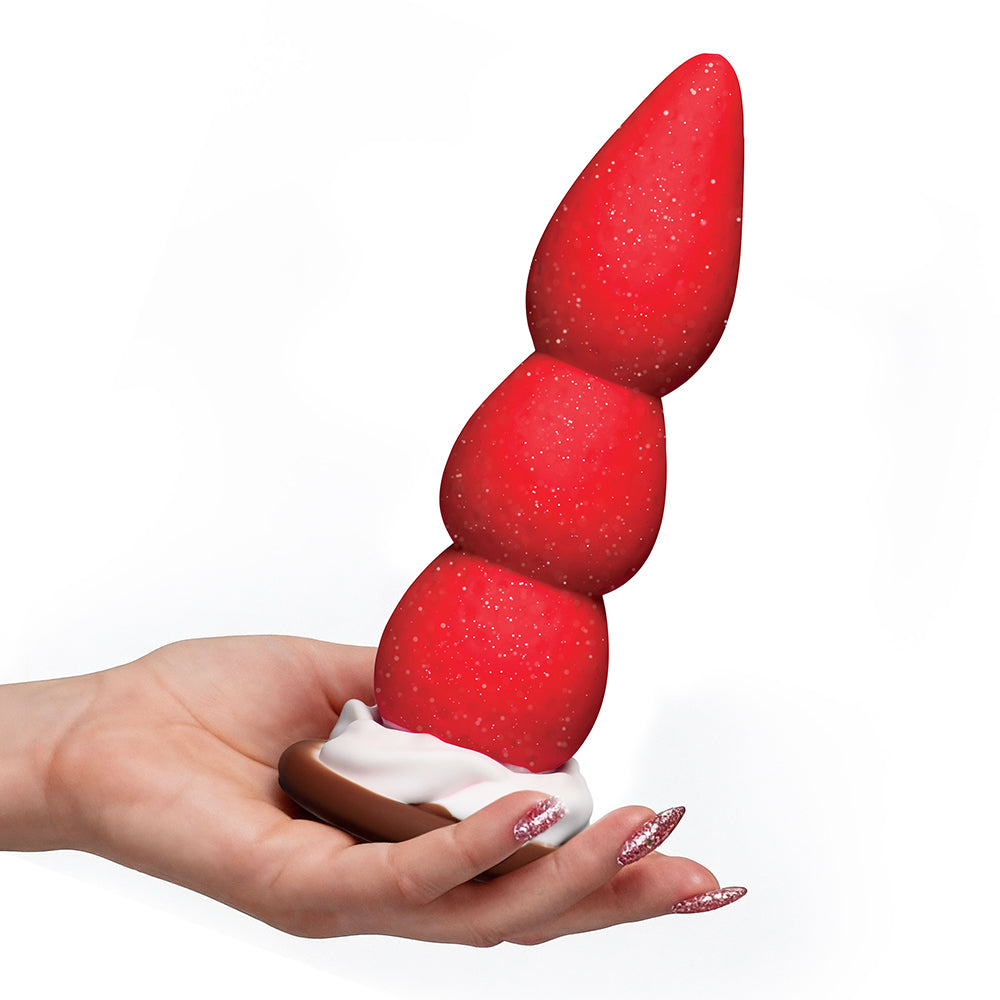 Dildo by Curve Novelties in Red displayed for pegging Him or Her