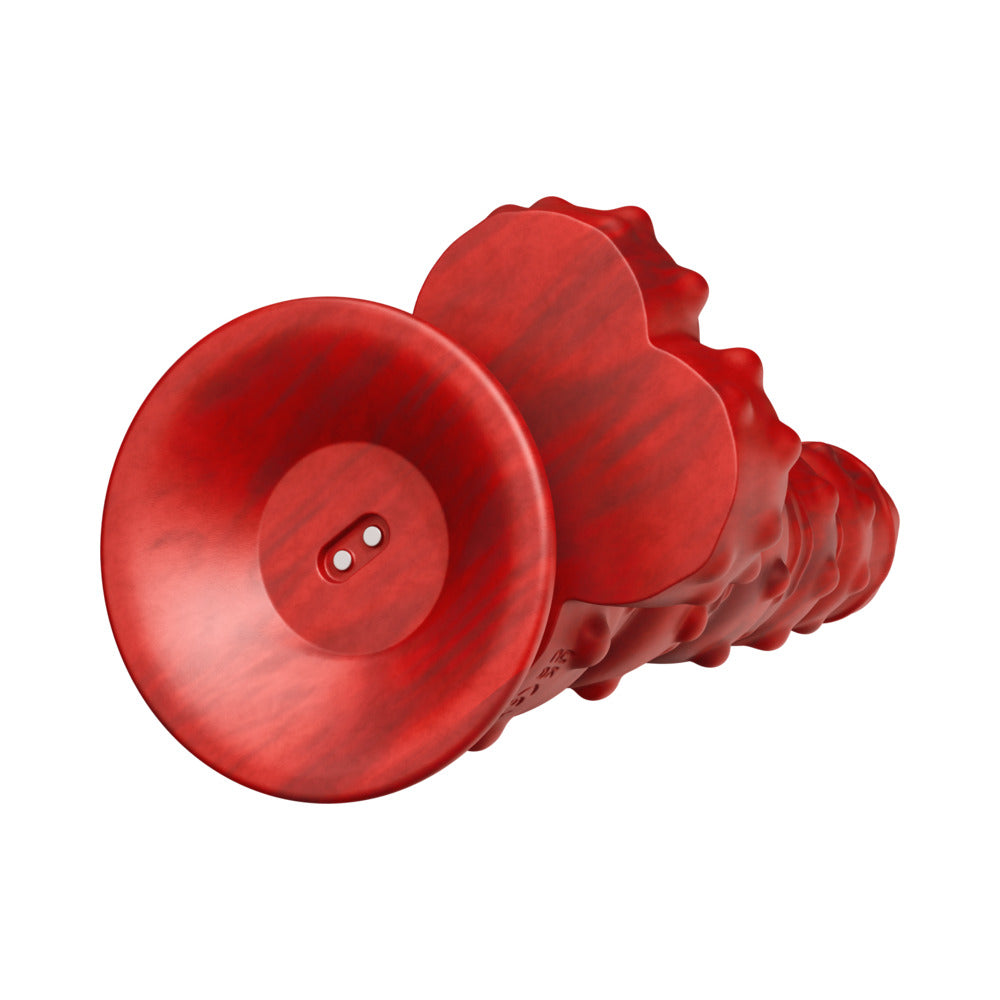 Dildo by Tentra in Red displayed for pegging Him or Her