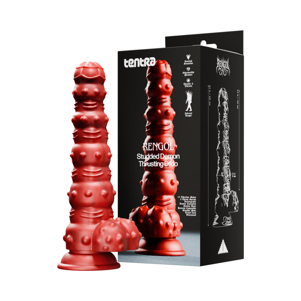 Dildo by Tentra in Red shown for use by Her or Him
