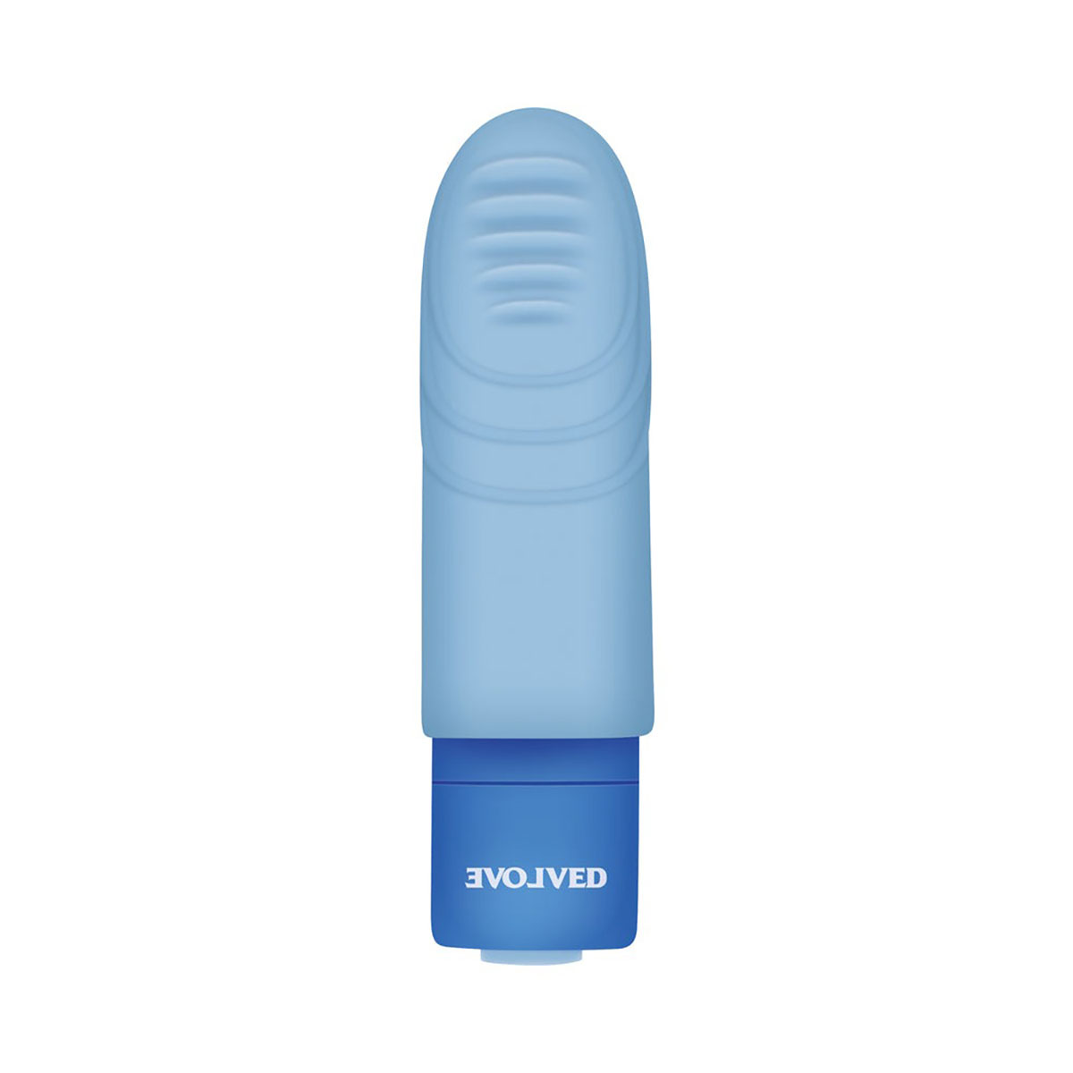 Angled view of the  Evolved vibrator designed for intimate use