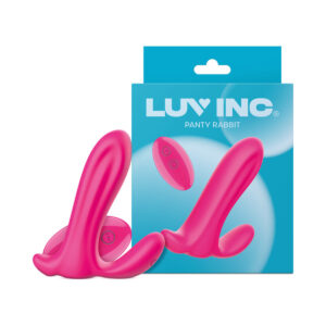 Light Pink Luv Inc vibrator Pr34: Panty Rabbit Light shown in hand for scale