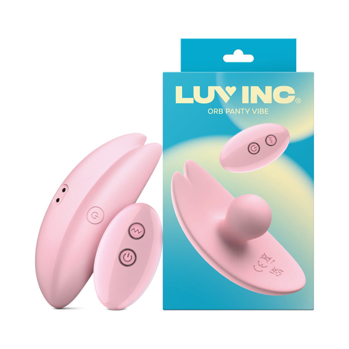 Light Pink Luv Inc vibrator Pv35: Orb Panty Light shown in hand for scale