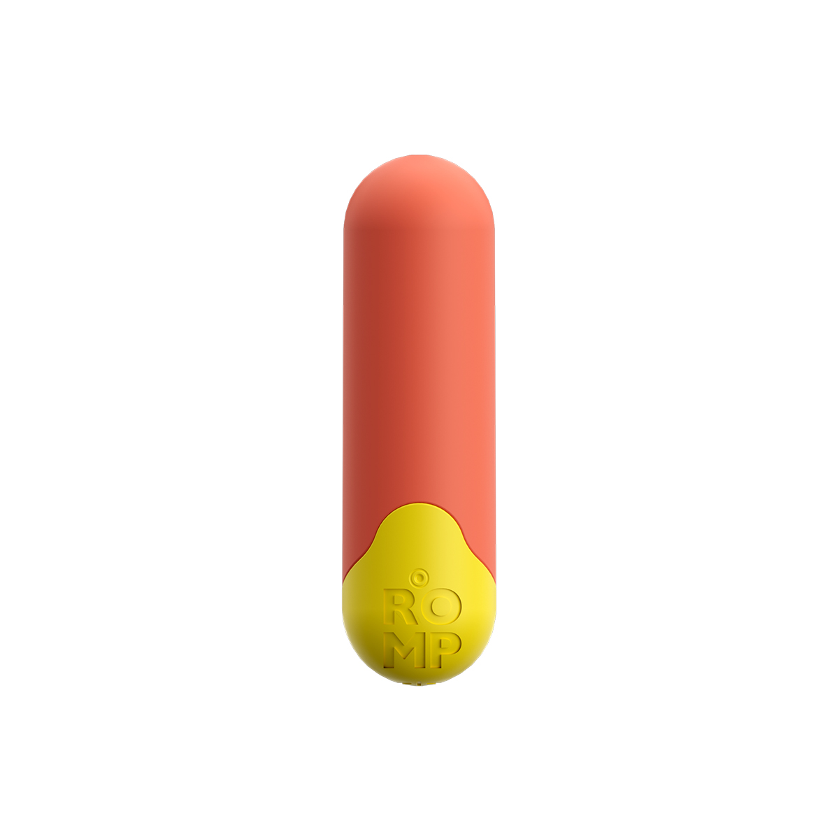 Orange ROMP vibrator Riot shown in hand for scale