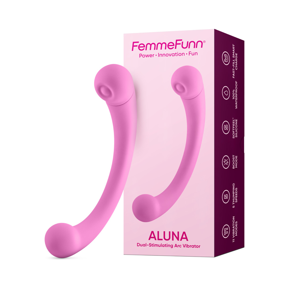 Angled view of the Pink Femme Funn vibrator designed for intimate use