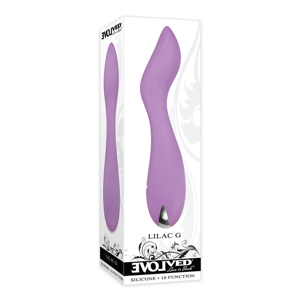 Purple Evolved vibrator Lilac G GSpot shown in hand for scale