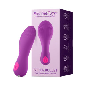 Purple Femme Funn vibrator FemmeFunn Solia shown in hand for scale