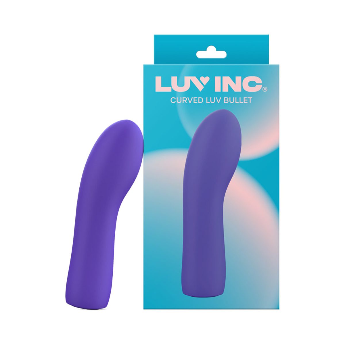 Purple luv inc vibrator cb42: curved luv shown in hand for scale
