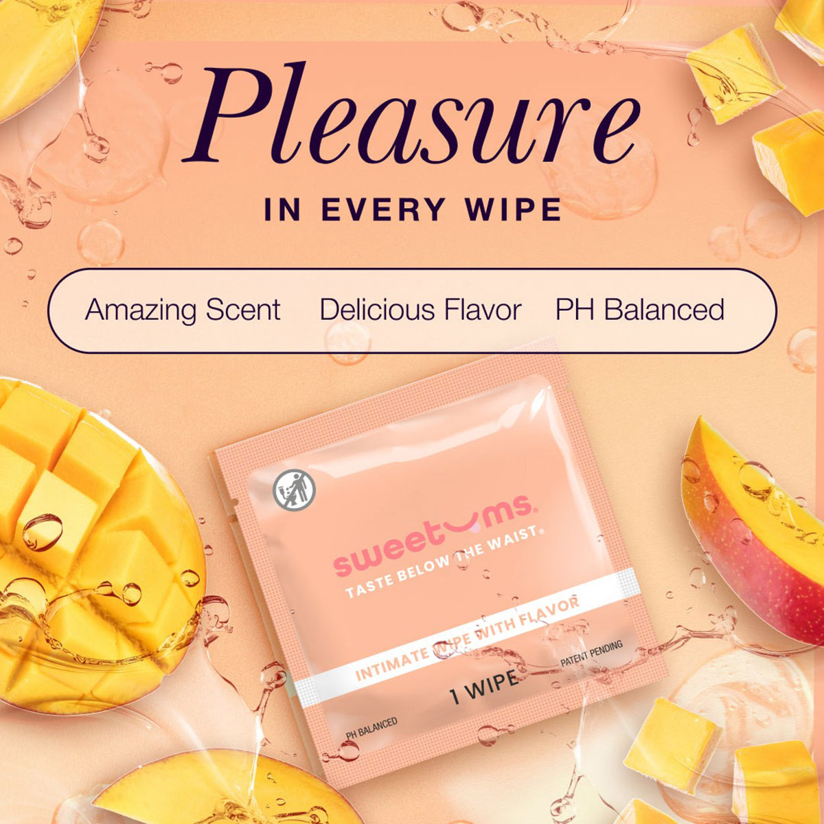 Sweetums Sweet Mint Flavored Wipes 10pk intimate cleansers and personal cleansing care by Sweetums.