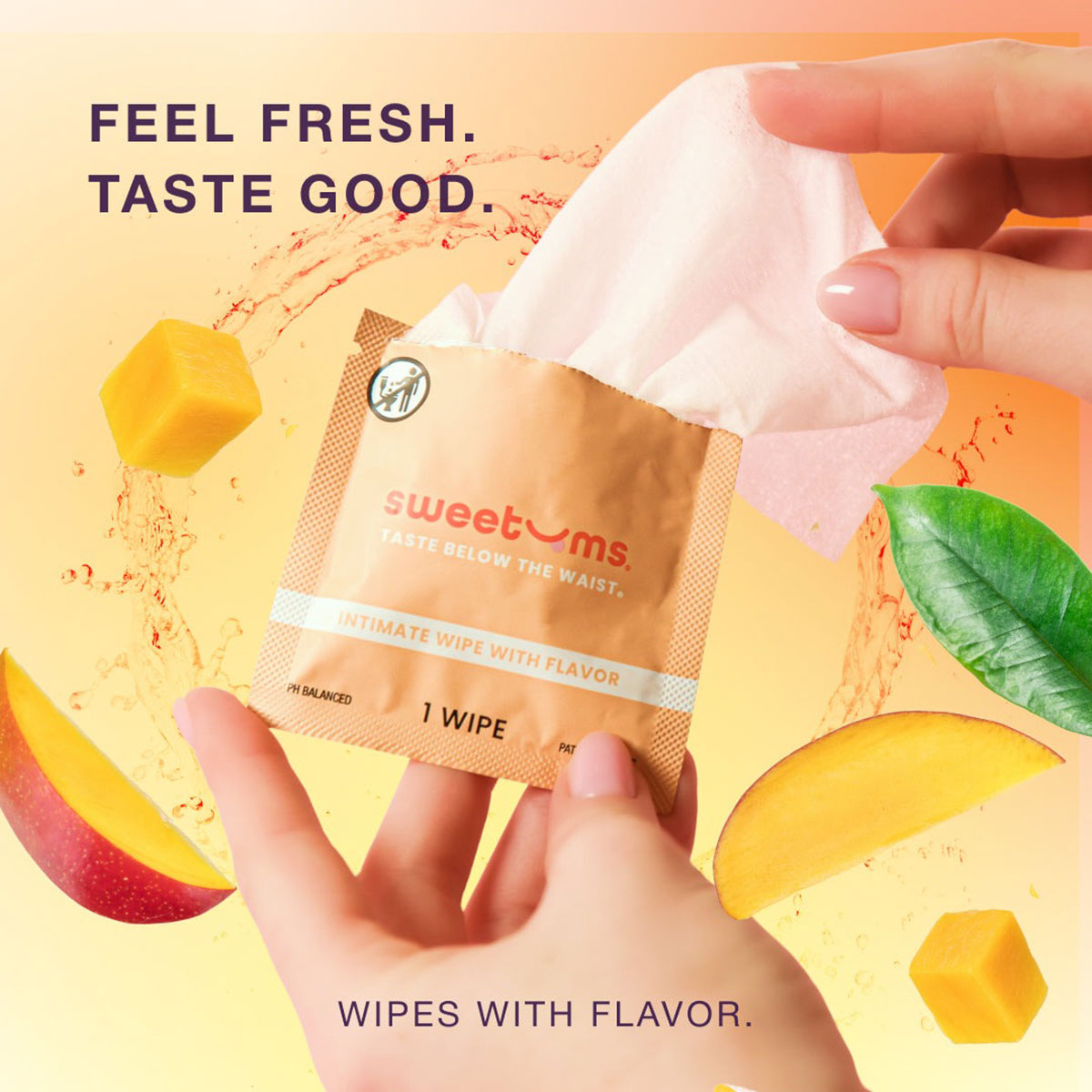 Sweetums Sweet Mint Flavored Wipes 10pk intimate cleansers and personal cleansing care by Sweetums.
