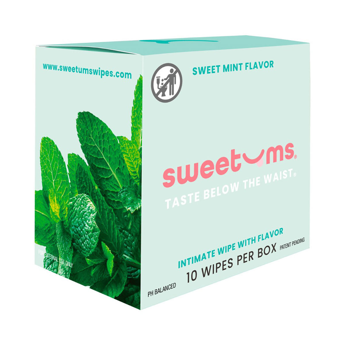 Sweetums Sweet Mint Flavored Wipes 10pk intimate cleansers and personal cleansing care by Sweetums.