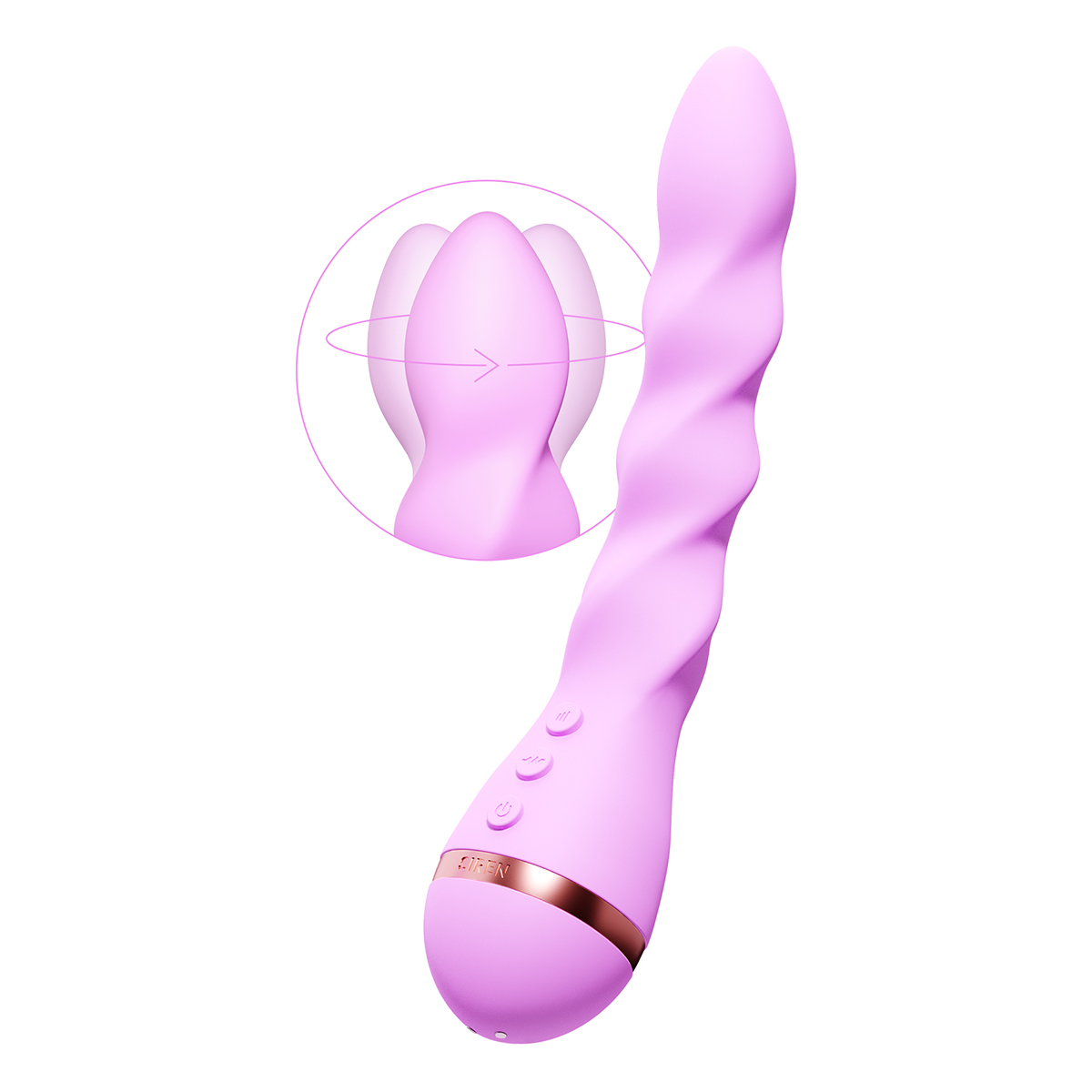 Vush vibrator sirentwist shown in hand for scale