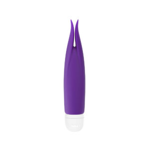 Violet Fun Factory vibrator Volita shown in hand for scale