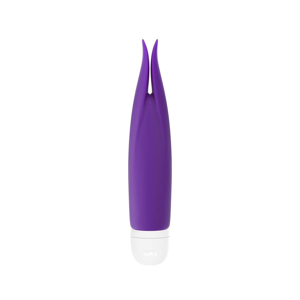 Violet Fun Factory vibrator Volita shown in hand for scale
