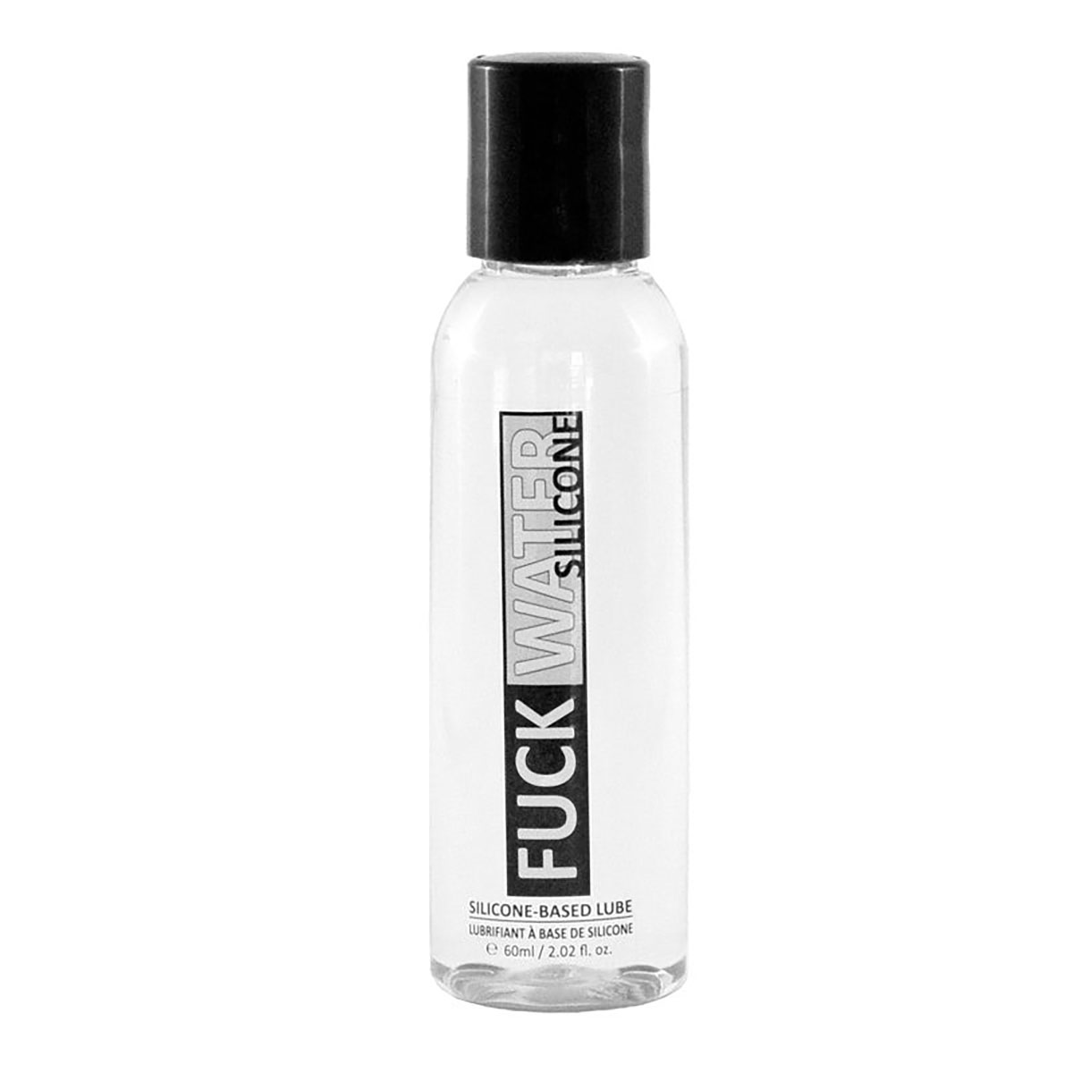 Bottle of  Water Based Lube Fuck Water showing clean, lightweight formula