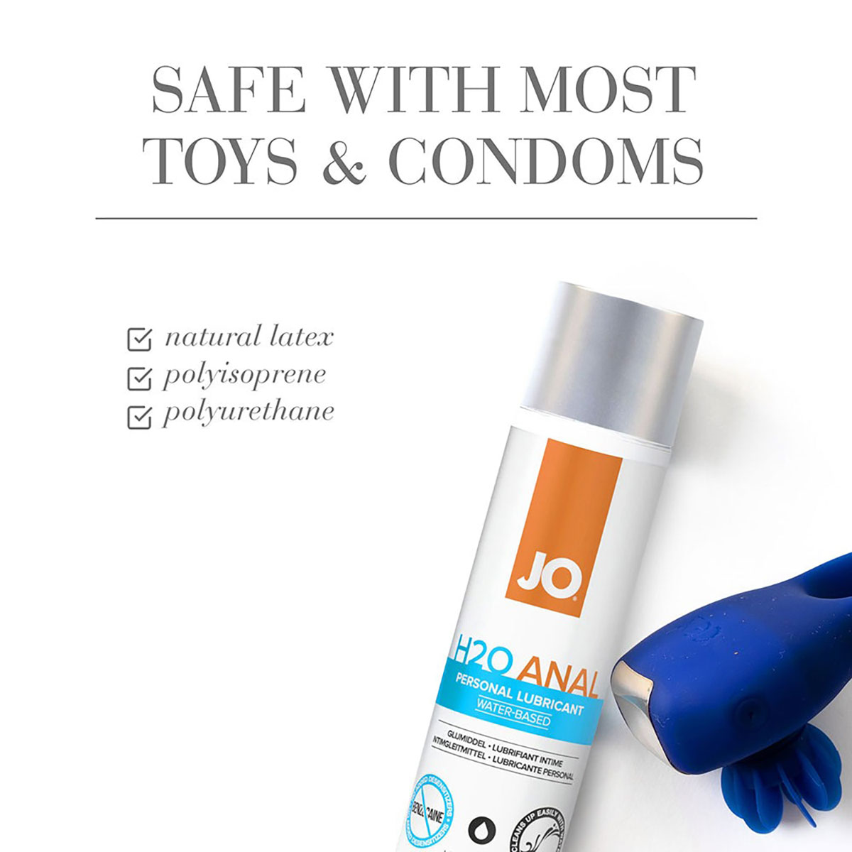 Close-up of  Vegan Lube by System JO made with cruelty-free ingredients
