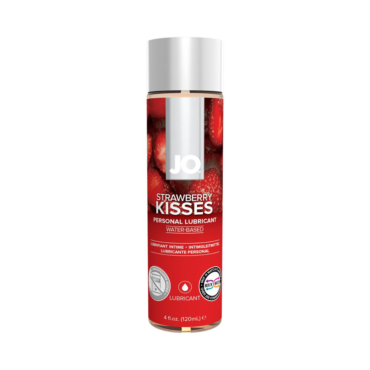 Bottle of  Water Based Lube System JO showing clean, lightweight formula