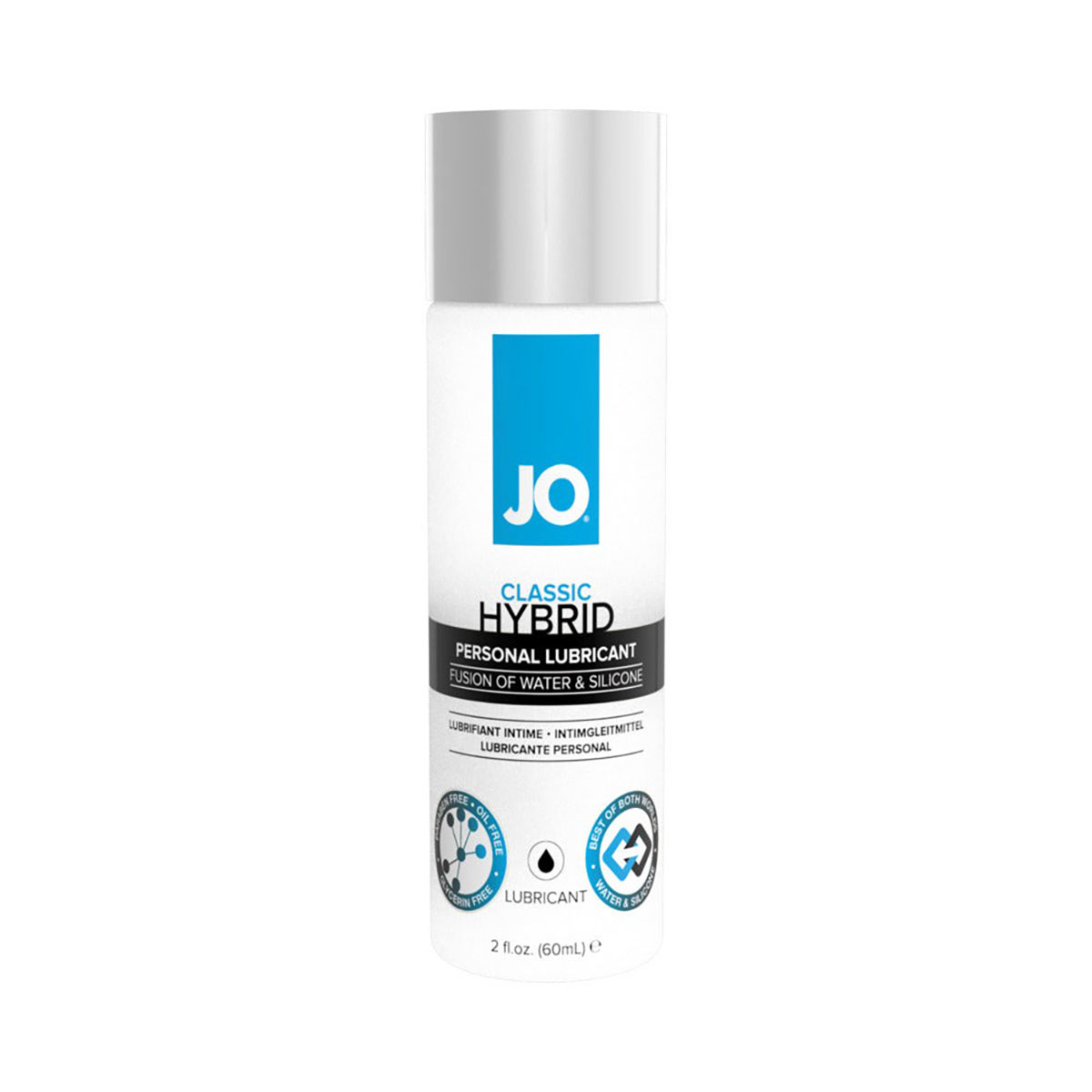 Bottle of  vegan lube system jo showing plant-powered formula
