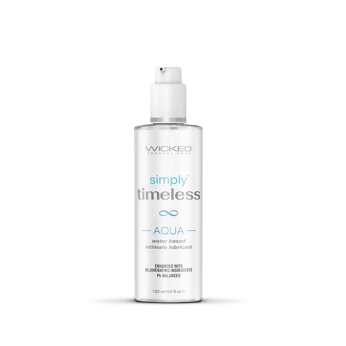 Bottle of  Water Based Lube Wicked Sensual Care showing clean, lightweight formula