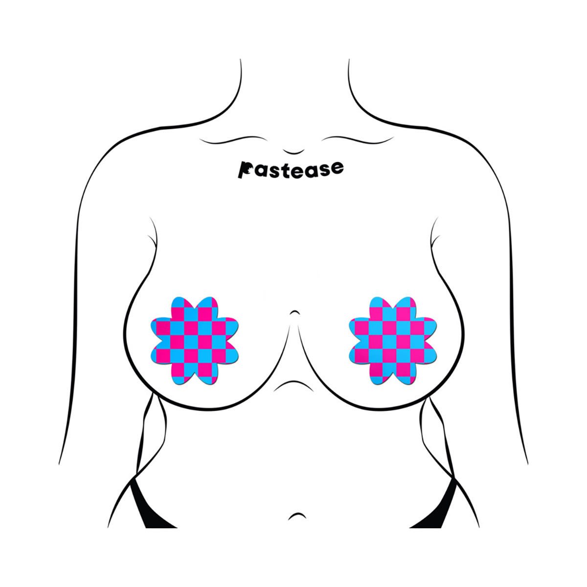 Wearing Neon Checkered Pink Blue Pastie nipples covers by Pastease can be fun and sexy!
