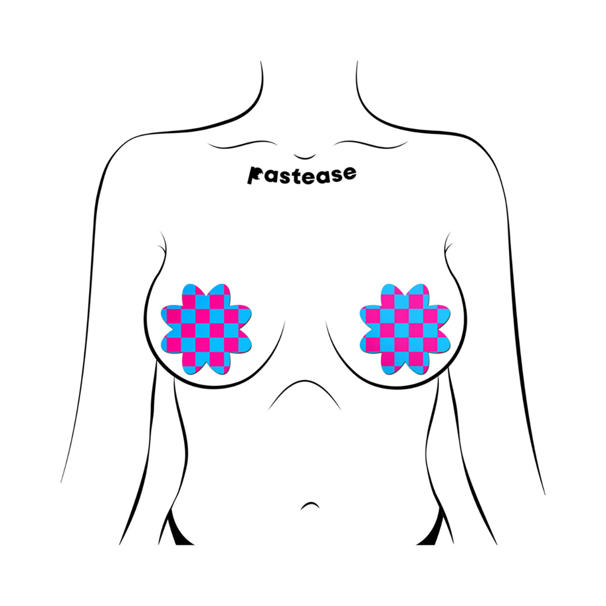 Feel sexy wearing sexy nipple covers  Neon Checkered Pink Blue Pastie! Wearing Neon Checkered Pink Blue Pastie nipples covers by Pastease can be fun and sexy!