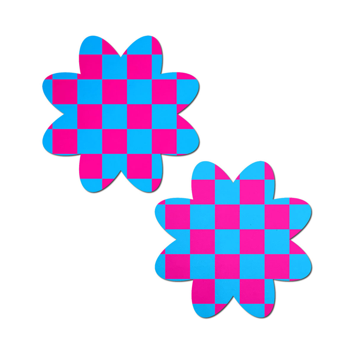 Feel sexy wearing sexy nipple covers  Neon Checkered Pink Blue Pastie! Wearing Neon Checkered Pink Blue Pastie nipples covers by Pastease can be fun and sexy!