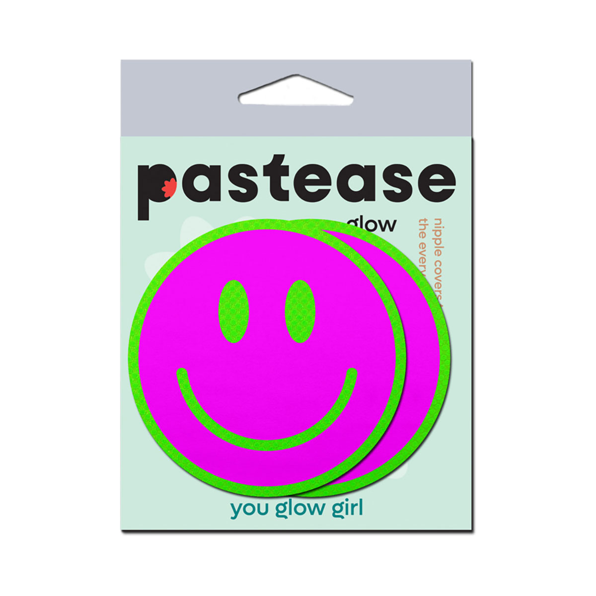 Wearing Neon Green GITD Pink Smile Past nipples covers by Pastease can be fun and sexy!