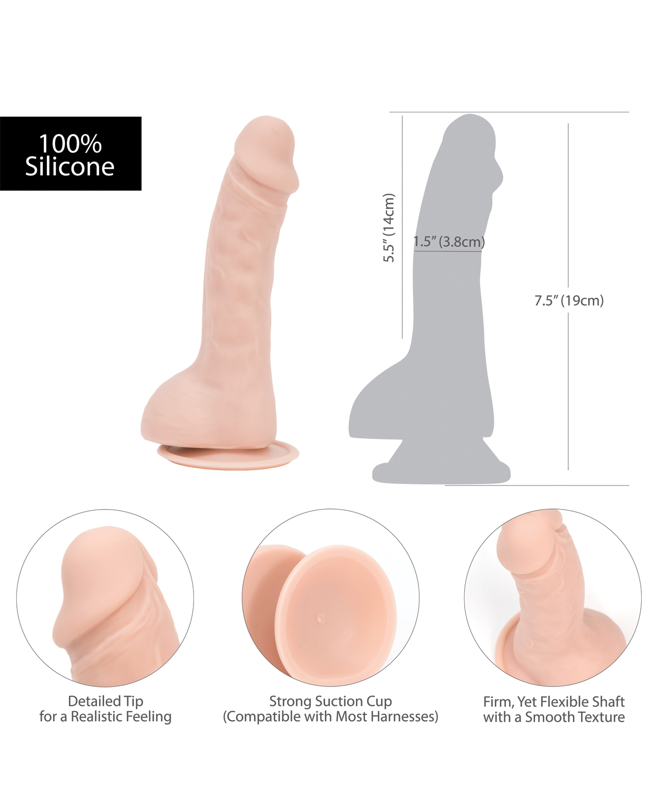Shop Addiction Brad 7.5" Dildo - Beige