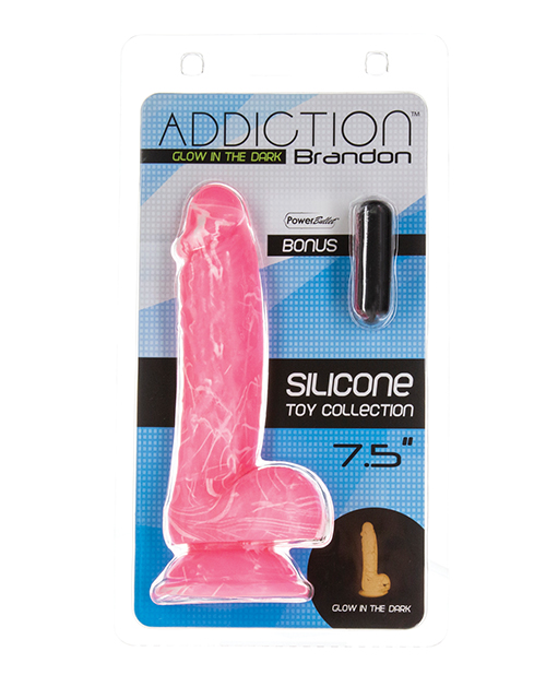 Shop Addiction Brandon 7.5" Glow in the Dark Dildo - Pink online