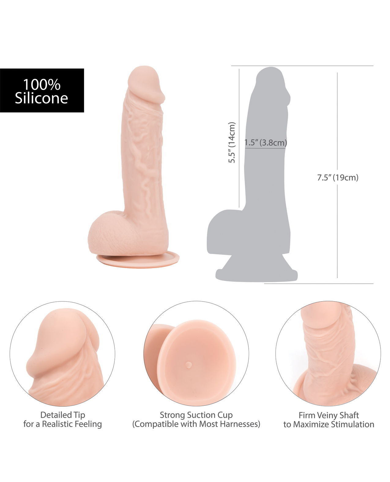 Shop Addiction Mark 7.5" Dildo - Beige