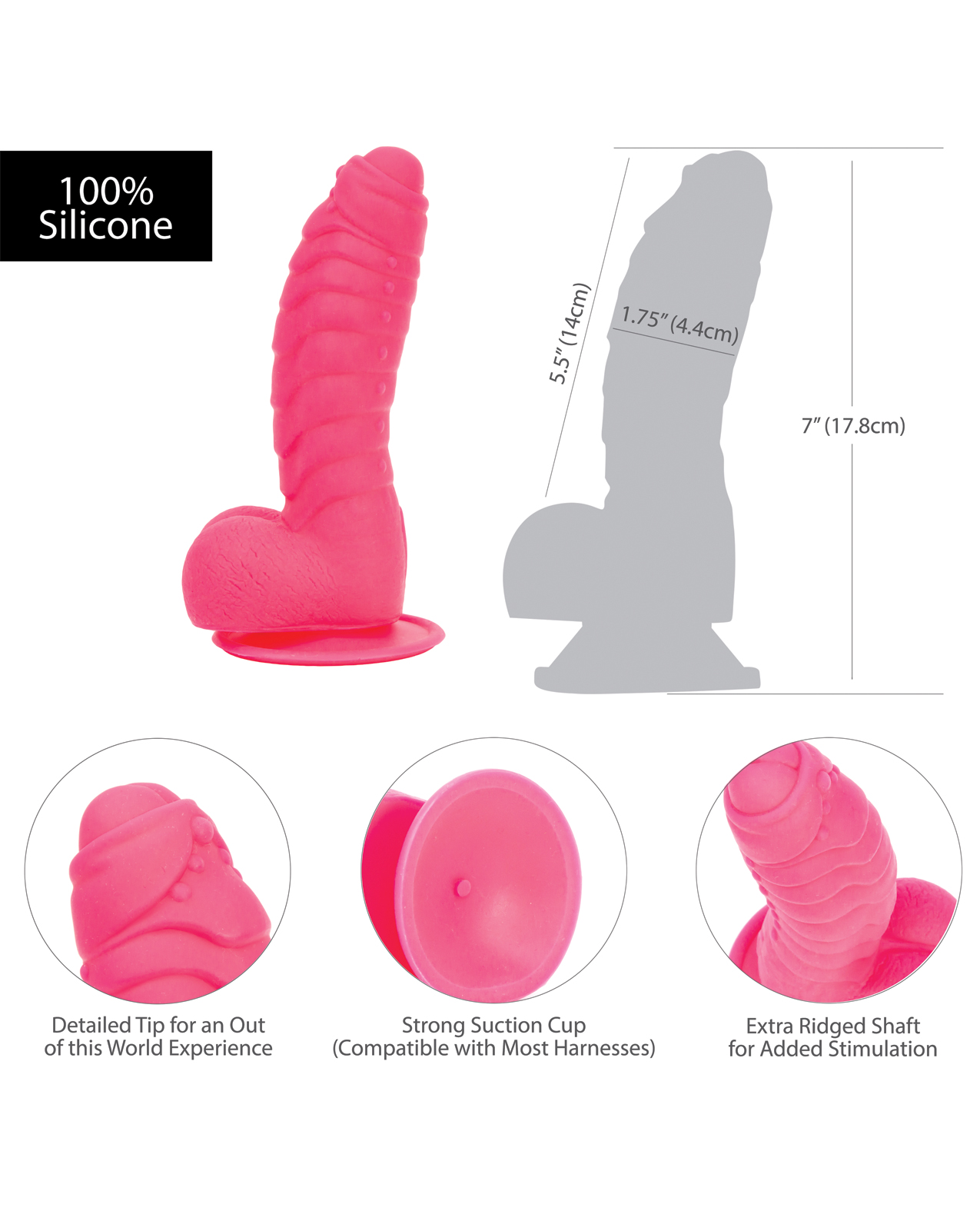 Shop Addiction Tom 7" Dildo - Hot Pink