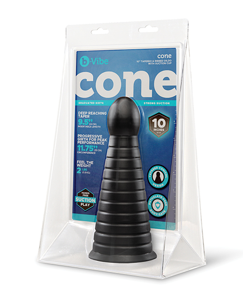 Shop b-Vibe Cone 10 Inch Tapered & Ribbed XXL Dildo with Suction Cup online