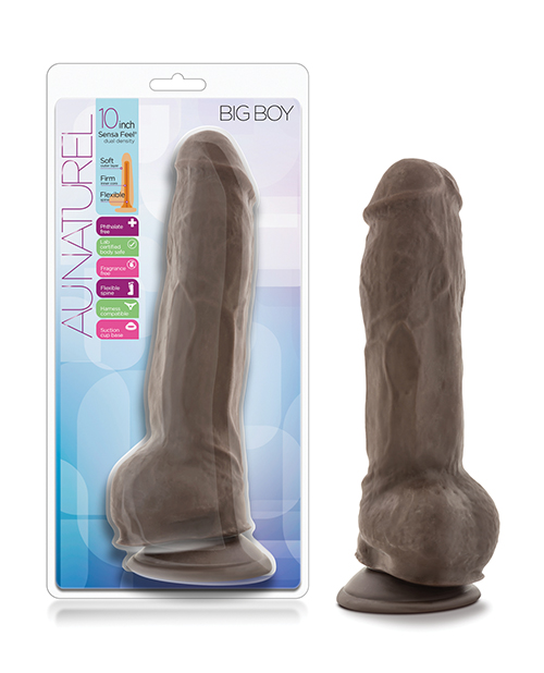 Shop Blush Au Naturel 10" Big Boy Realistic Dildo w/Balls - Chocolate online