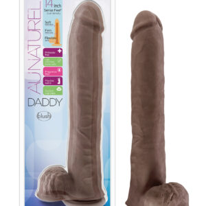 Shop Blush Au Naturel Daddy 14" Sensa Feel Dual Density Dong w/Suction Cup - Chocolate online