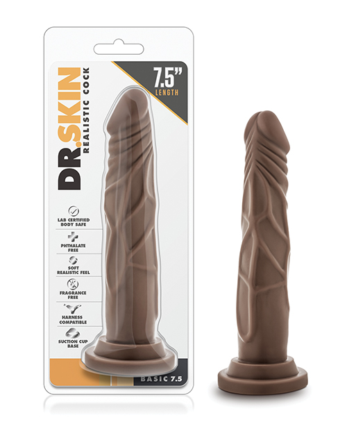 Shop Blush Dr. Skin 7.5" Basic Realistic Cock - Chocolate online