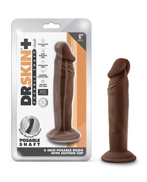 Shop Blush Dr. Skin Plus 6" Posable Dildo - Chocolate online